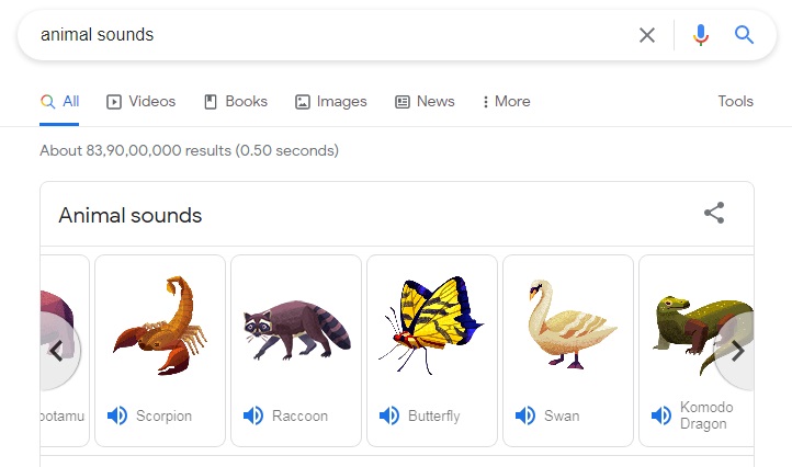 Hidden Tricks on Google Animal Sounds