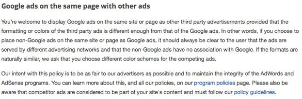 Adsense policy on affiliate ads