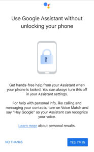Google assistant Phone unlock